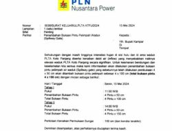 PLTA Koto Panjang Hari ini Akan  Buka Pintu Waduk PLTA.
