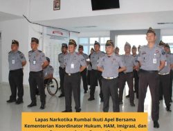 Lapas Narkotika Rumbai Ikuti Apel Bersama Kementerian Koordinator Hukum, HAM, Imigrasi, dan Pemasyarakatan Secara Virtual